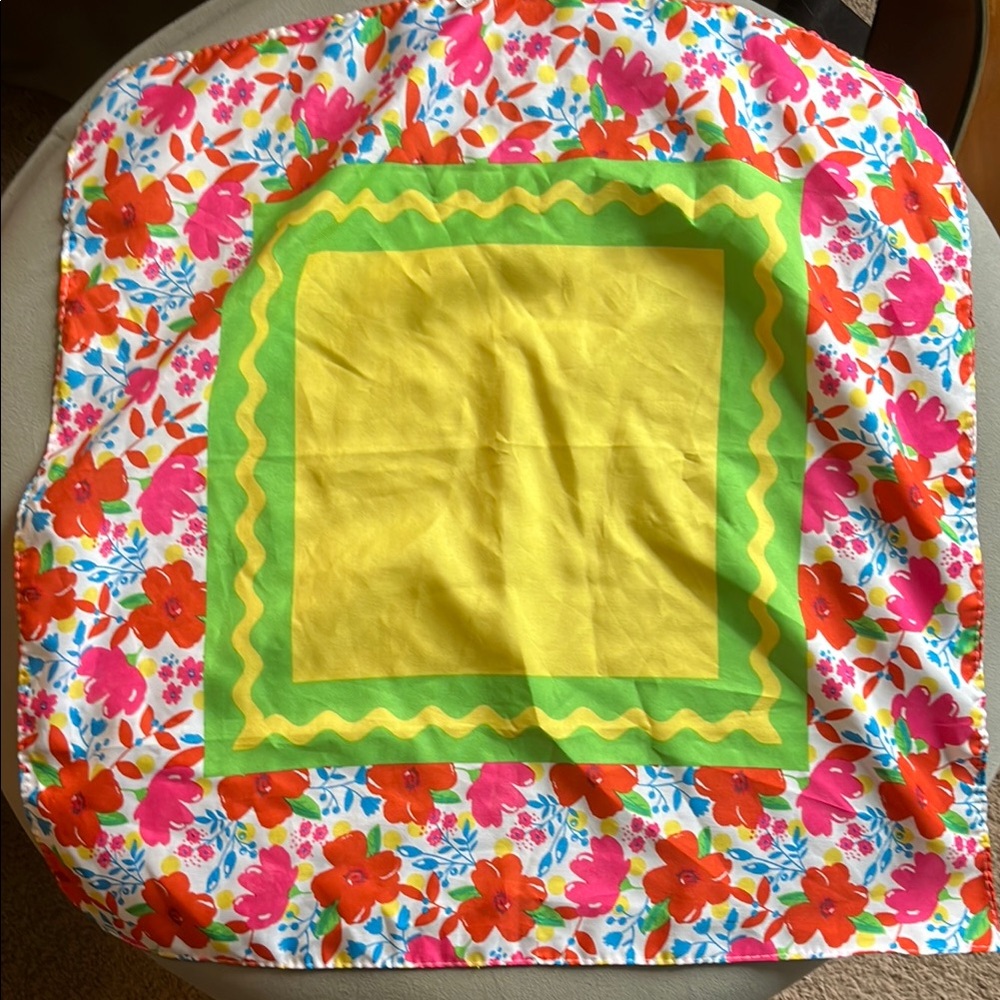 Floral Scarf with Yellow and Green Center